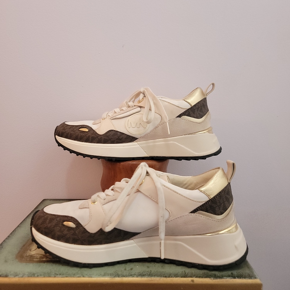 Michael Michael Kors Theo MK Intial Canvas and Suede Trainer Size 7 - Picture 3 of 13